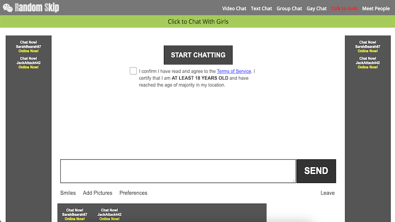 random skip-text chat